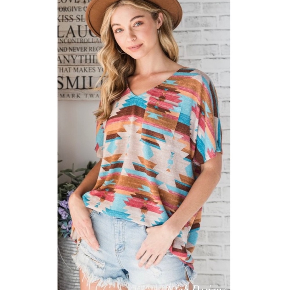 KFab Designs Multicolor Aztec Print Top - Picture 6 of 10